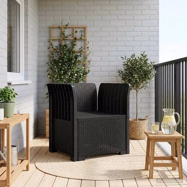 Poltrona a 1 Posto Moderna vidaXL in Effetto Rattan Antracite opaco – 1