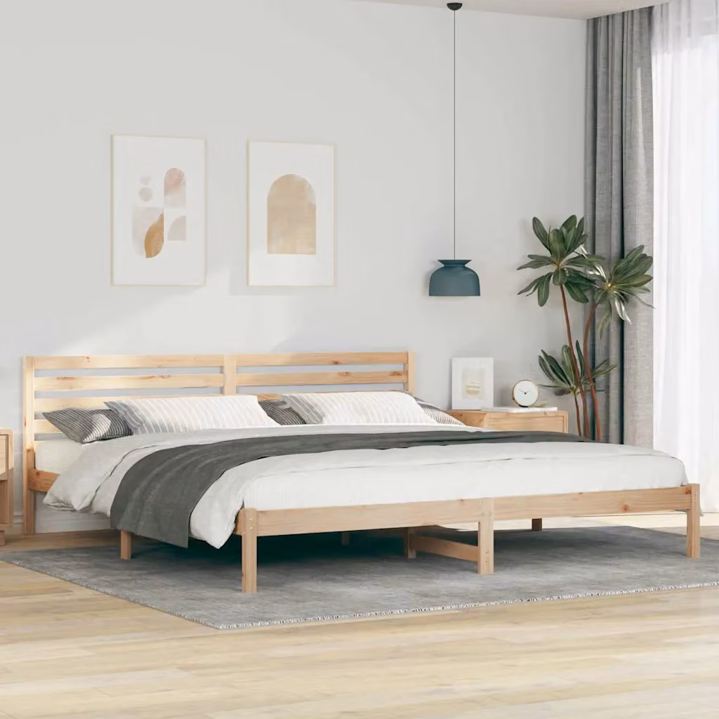 Struttura del letto in pino massello vidaXL Marrone L: 200 cm, P: 220 cm