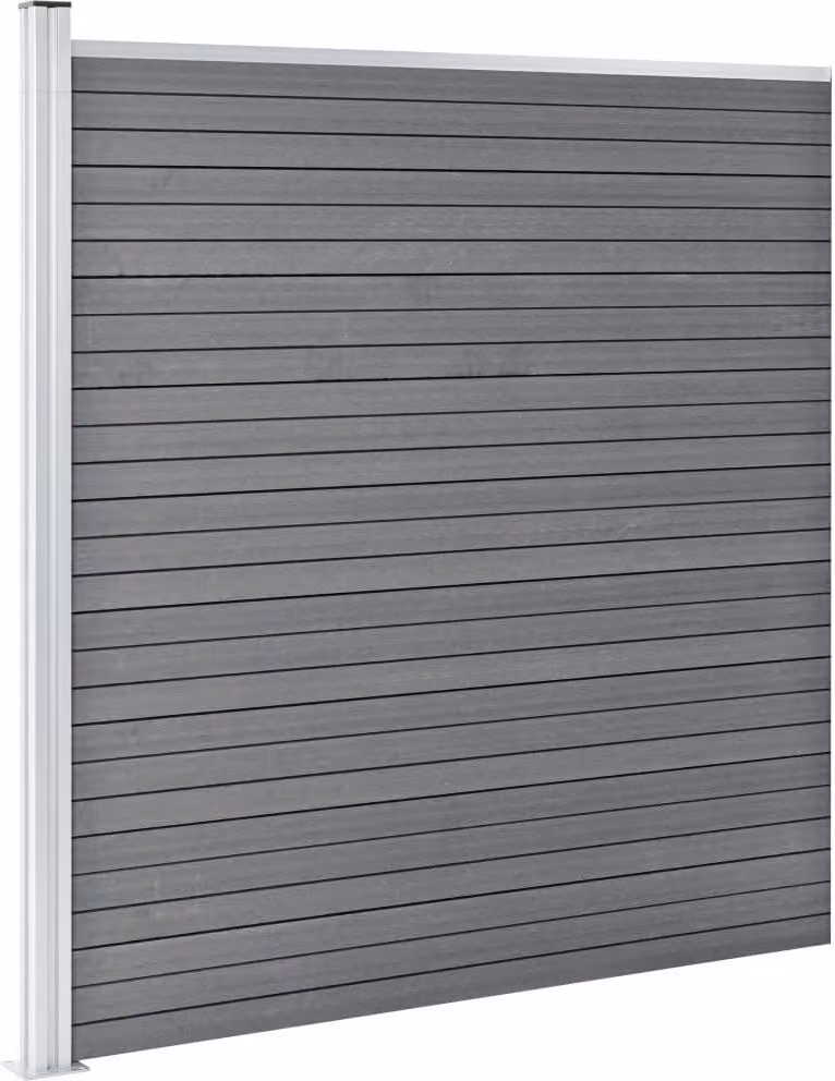 Pannelli Recinzione WPC 2 Quadrati 1 Inclinato 446x186 cm Grigi