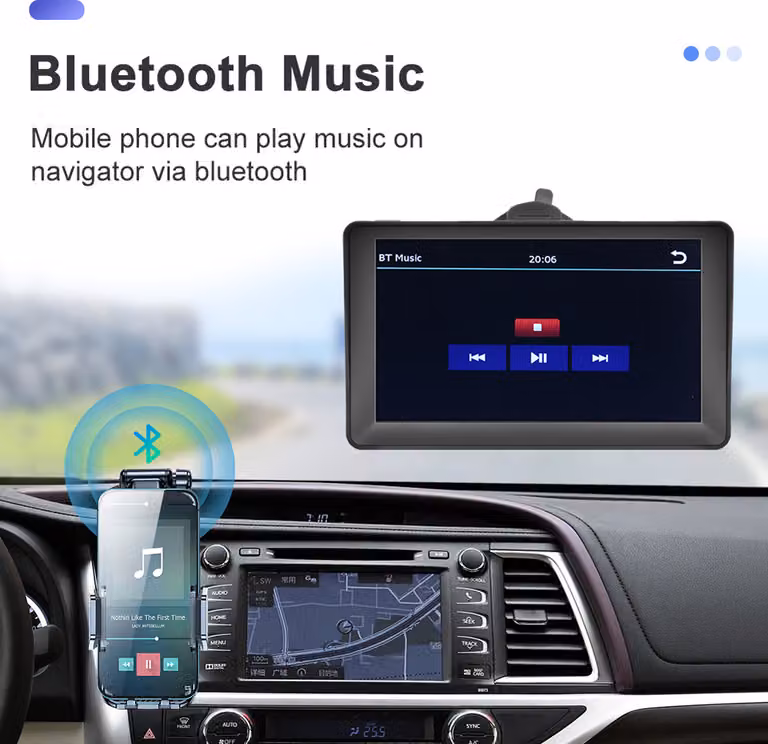 Dispositivo di navigazione auto HD 7 pollici controllato via cavo Touchscreen Video telecamera di retromarcia per camion Rv Nero