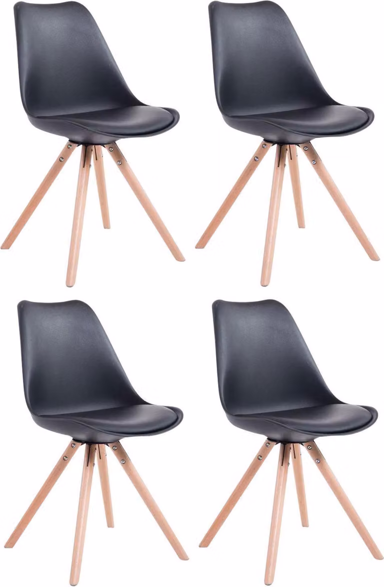 Set di quattro sedie da pranzo, sedie da pranzo, alto comfort - Similcuoio e legno