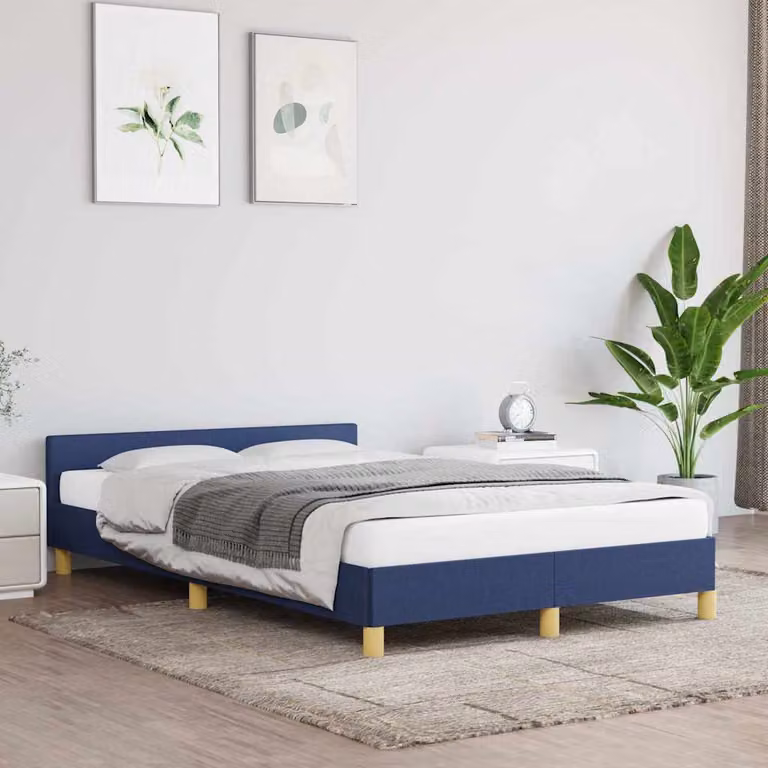 vidaXL Giroletto con Testiera in Tessuto Blu L 120 x P 200 cm