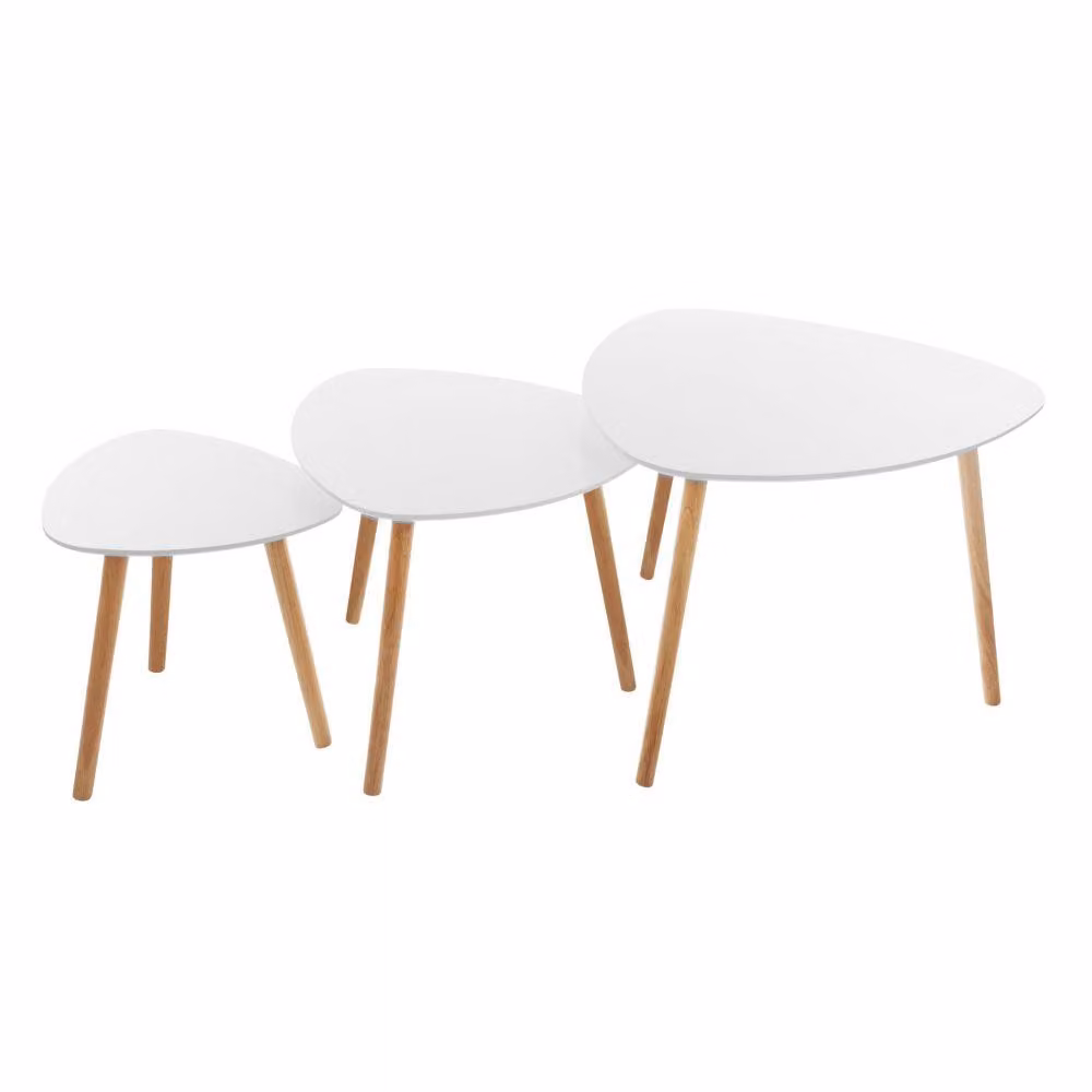 Set di 3 tavolini pieghevoli "mileo" bianchi (34 x 46 x 60 cm) - Atmosphera créateur d'intérieur