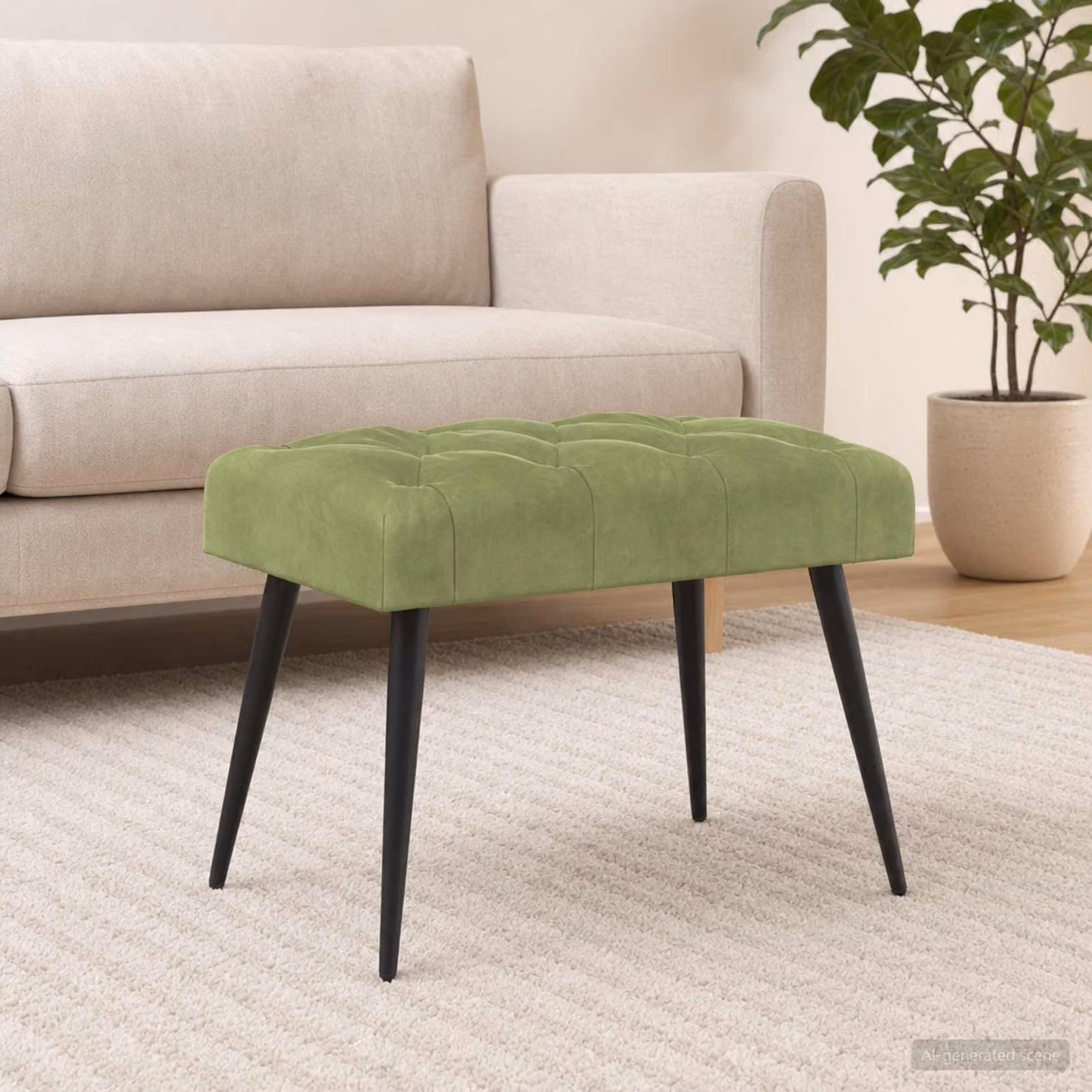 Panchina moderna vidaXL in velluto verde con bottoni imbottiti L: 60 cm, P: 40 cm, H: 45 cm