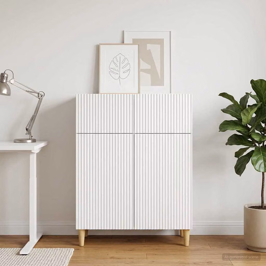 Credenza moderna vidaXL in legno ingegnerizzato bianco L: 66 cm, P: 34,5 cm, H: 90 cm