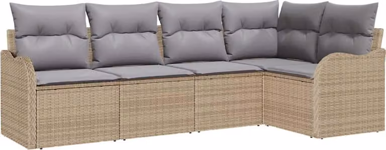 Set Divano da Giardino Beige polyrattan