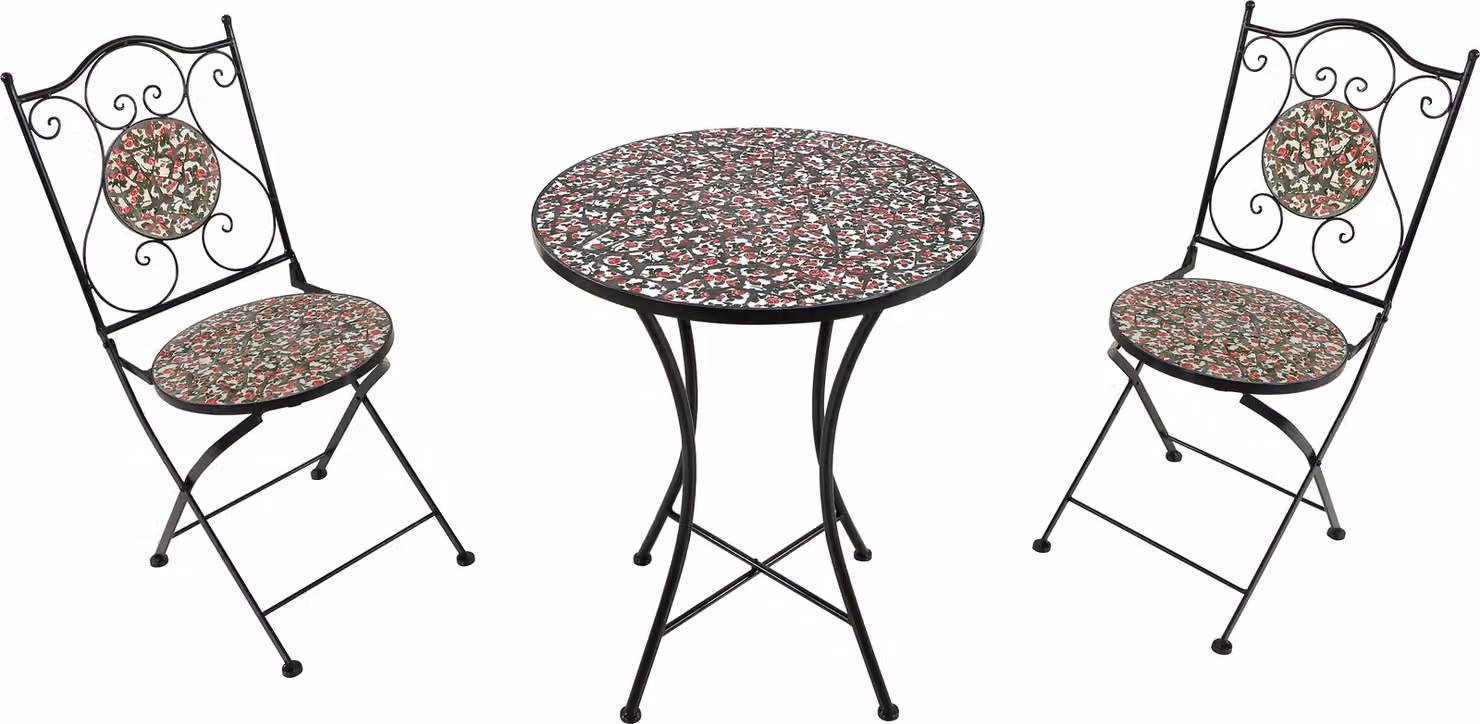AXI Amélie Set Bistrot da Balcone, 2 Sedie 1 Tavolo, Set Bistrò Veranda Rosa rosa - Set Bistro da Giardino, Tavolo Bistro a Mosaico per Giardino/Balcone/Terrazza