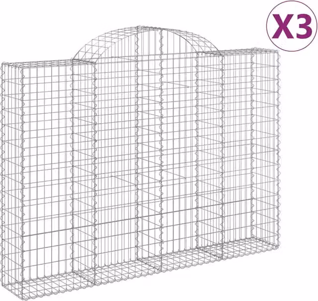 Cesti Gabbioni ad Arco 3 pz 200x30x140/160 cm Ferro Zincato