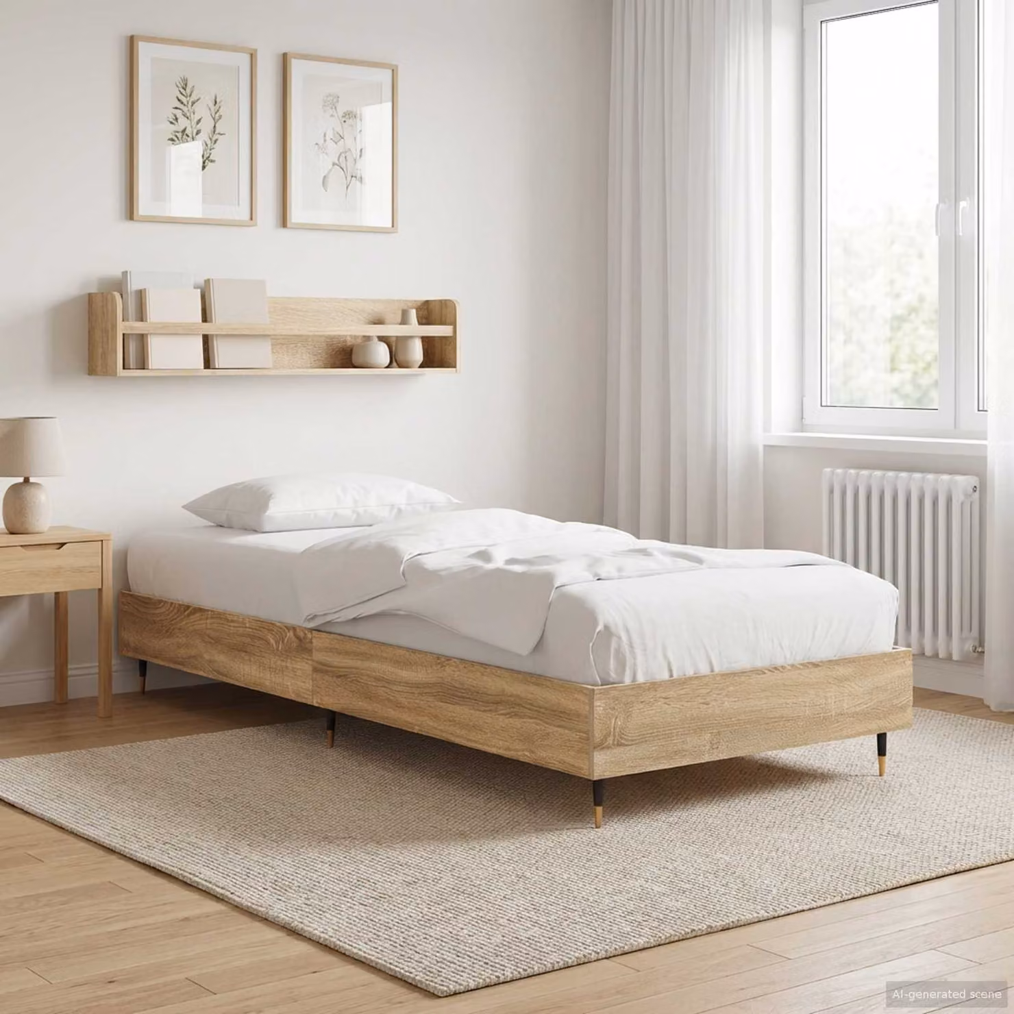 Struttura del letto moderna vidaXL in legno color rovere con doghe fisse L/P/H: 200 x 80 x 83 cm