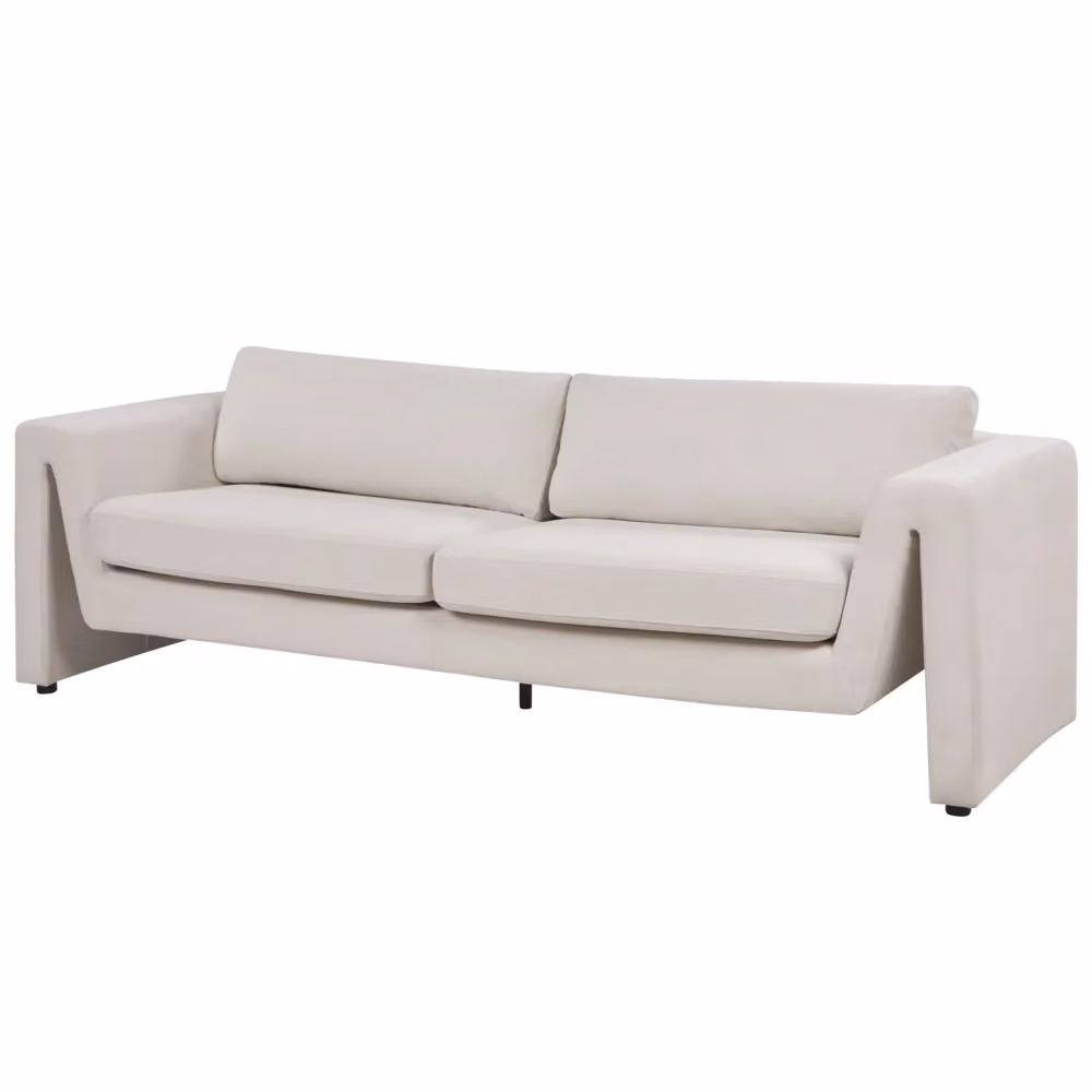 Divano a 3 posti BELIANI in velluto beige chiaro con stile moderno per il tuo soggiorno L: 237 cm, P: 83 cm, H: 76 cm – 2