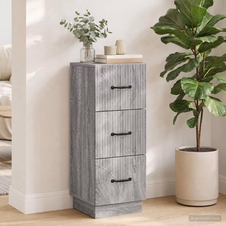 Carrello mobile con cassetti vidaXL in legno MDF grigio opaco L 33 cm, P 34,5 cm, H 87 cm