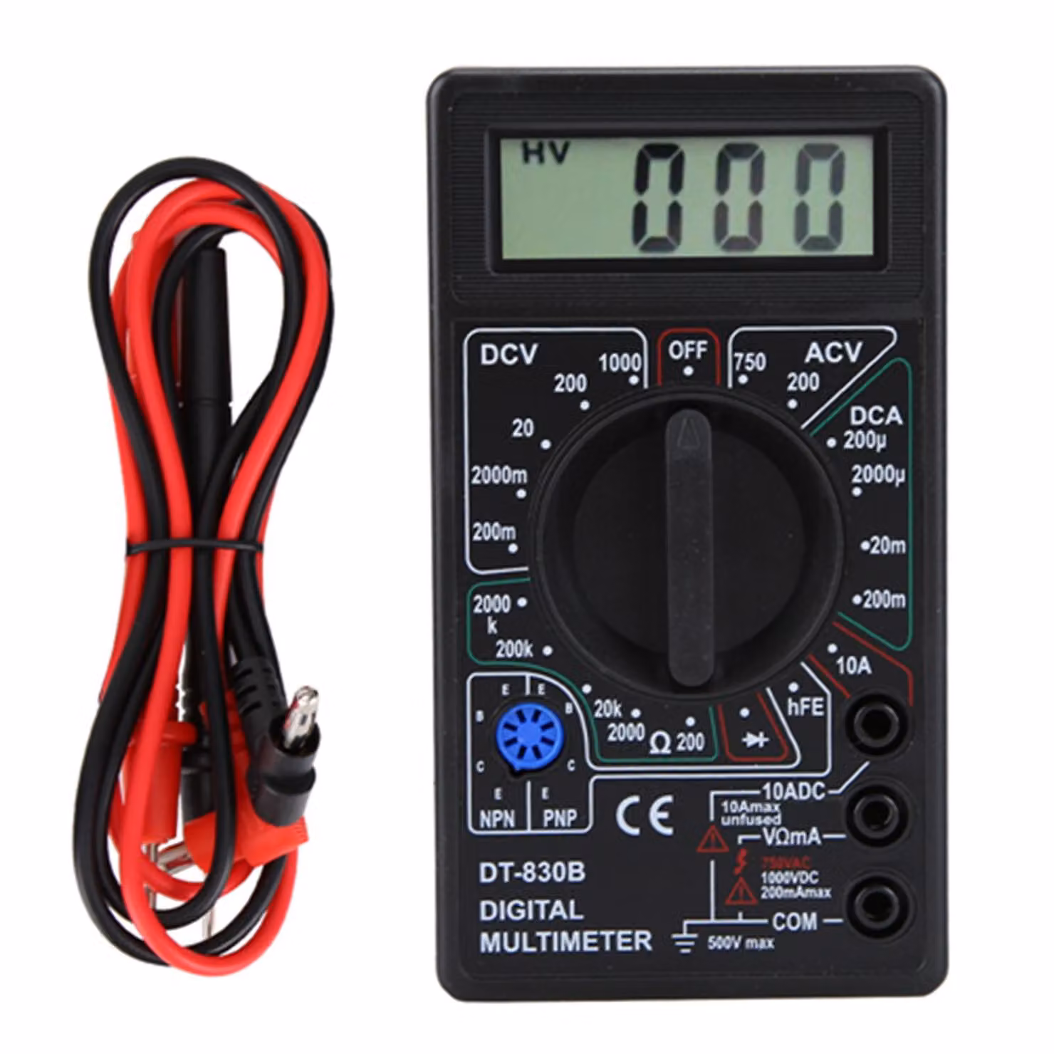 Multimetro digitale LCD portatile di base - Tester di Ampere, Volt, Ohm, Voltmetro e Ohmmetro