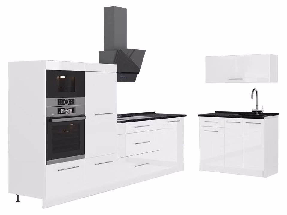 Cucina Vicco Fame-Line Bianco lucido/Bianco 380 cm, PL Antracite, Model 64140