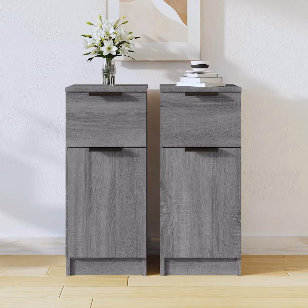 Set di 2 credenze vidaXL in legno multistrato e MDF, colore grigio, design minimalista da appendere al muro, L/P/H: 30 x 30 x 70 cm
