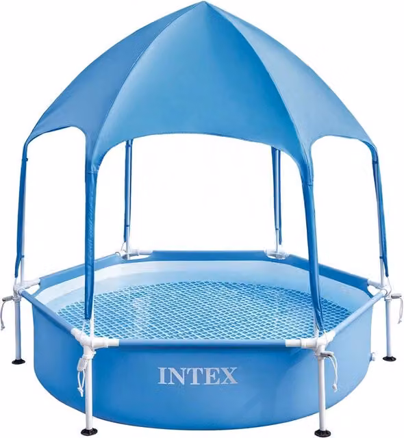 Piscina rotonda Intex Canopy Metal Frame con telaio in acciaio zincato e rivestimento in PVC, colore blu, L: 3870 cm, H: 183 cm