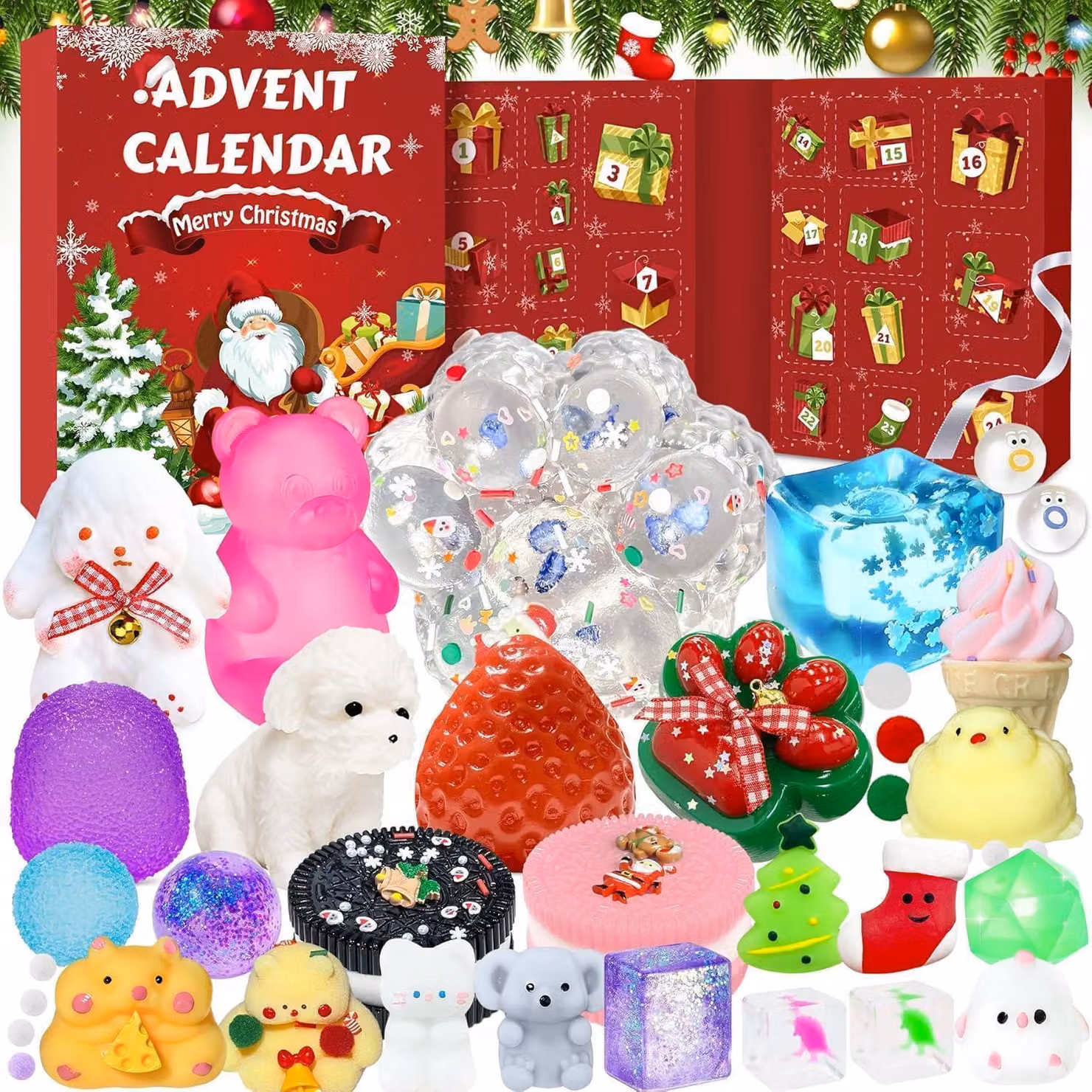 Calendario dell'Avvento 2025: 24 giorni di divertimento con mini mochi antistress, set kawaii per bambini
