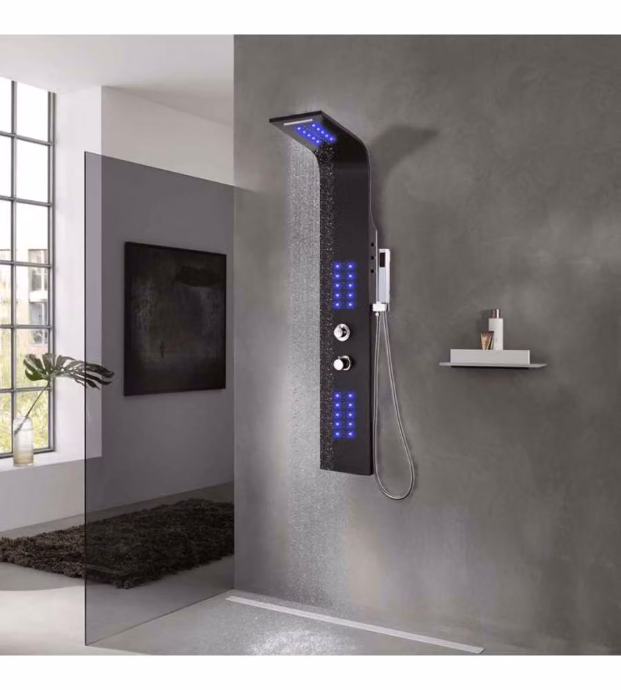 Colonna Doccia in Alluminio 20x44x130 cm Nero