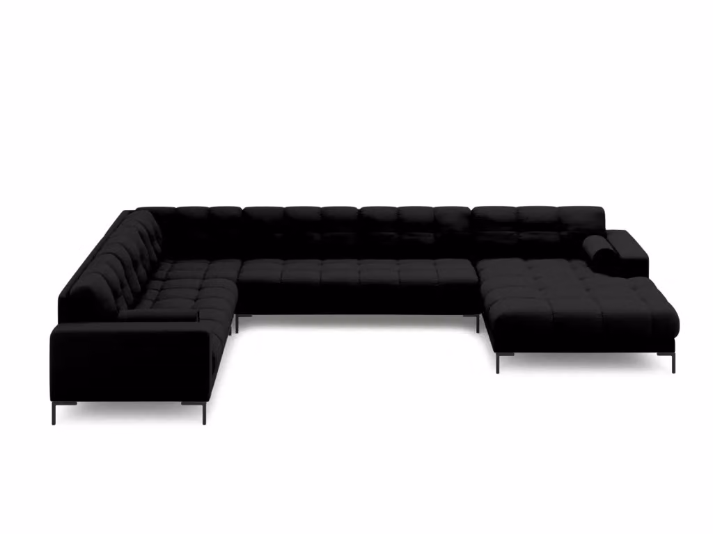 Divano panoramico sinistro Bali Cosmopolitan Design a 7 posti in tessuto nero L 327 cm x P 134 cm x H 75 cm – 2