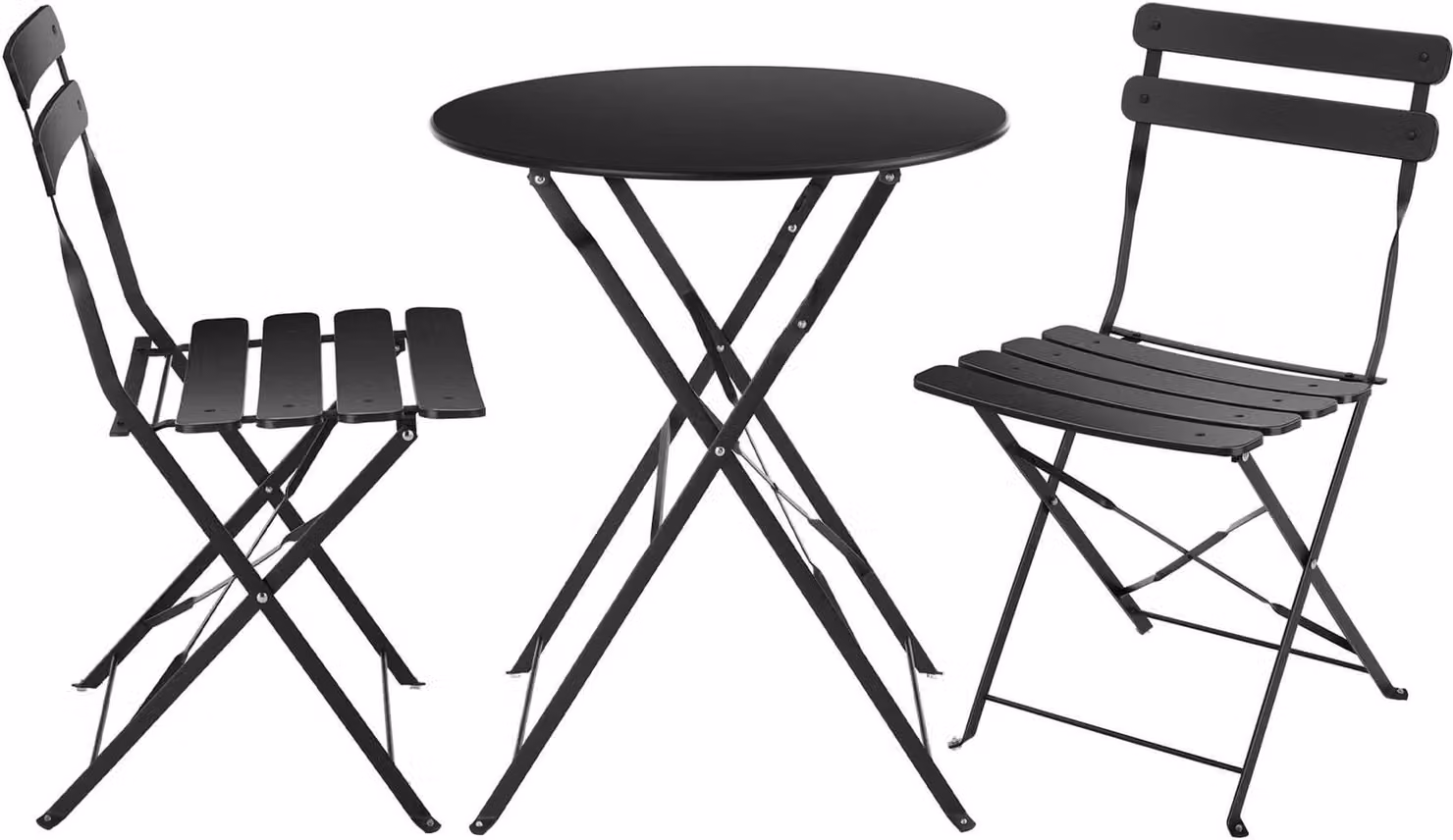 Tavolo rotondo con sedie Rebecca Mobili Pequi 71x60x60 Acciaio Nero Moderno SET 3 pz