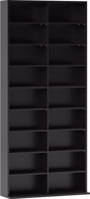 Scaffale porta CD e DVD HOMCOM nero con ripiani regolabili, L 78.5 cm x P 24 cm x H 175 cm – 1