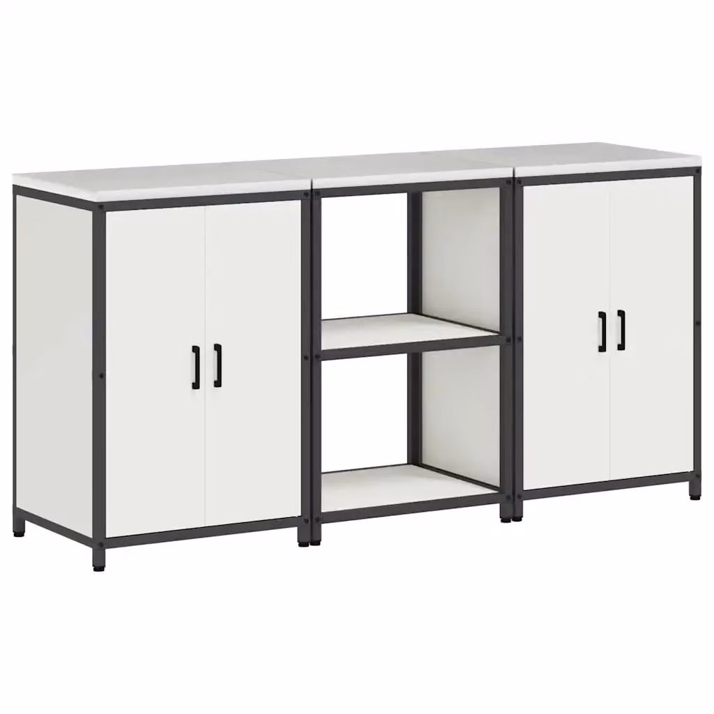 vidaXL Mobile Unit per Cucina in Stile Industrial Bianco con Ante a Battente e Ripiani Interni – 2