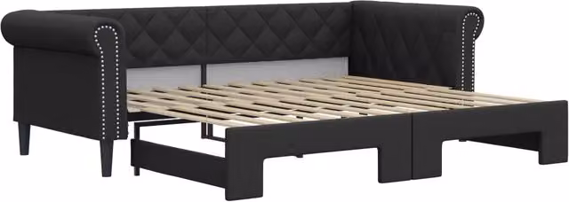 Divano letto | Sof¨¤ letto | Letto singolo Estraibile Nero 90x200 cm in Similpelle