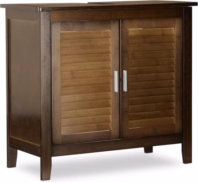 Pratico mobile sottolavabo per bagno 60 x 67 x 30 cm in bambù marrone scuro 13_0003509