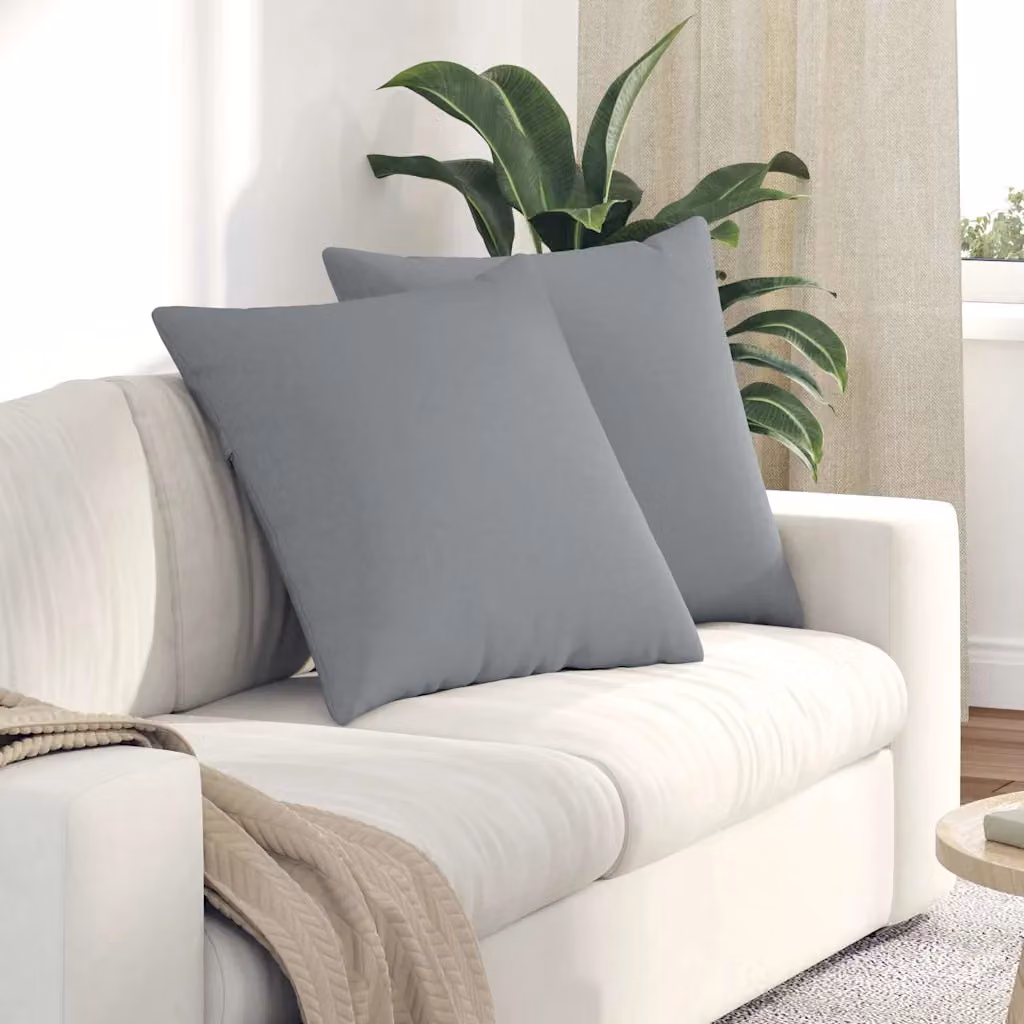 Set di 2 cuscini da divano quadrati vidaXL in tessuto grigio, L 60 cm x P 60 cm