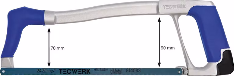 Archetto per sega a nastro, lama di lunghezza 300 mm, 24 denti per pollice, manico ergonomico, corpo in alluminio pressofuso