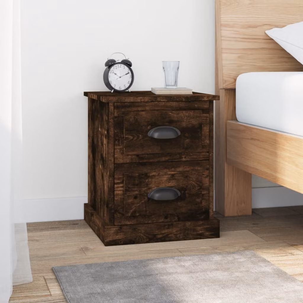 Set di 2 comodini vidaXL in legno multistrato color rovere fumo, L/P/H: 39 x 39 x 47,5 cm