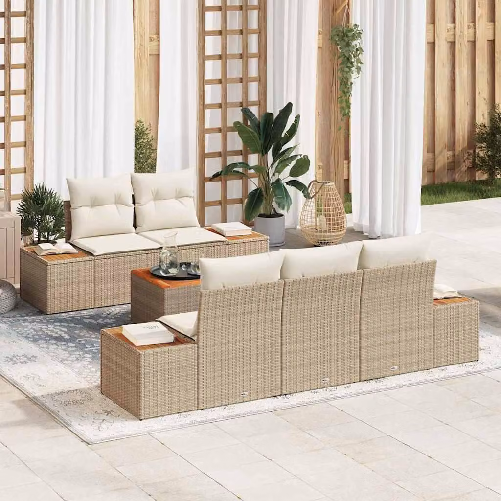 Maison Exclusive - Set Divano da Giardino con cuscino 6 pcs Beige Poly Rattan