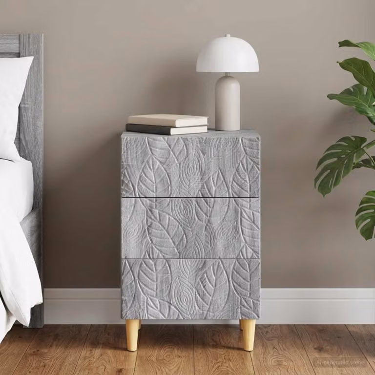 Comodino moderno vidaXL in legno ingegnerizzato grigio e marrone, L: 43 cm, P: 39,5 cm, H: 66,5 cm