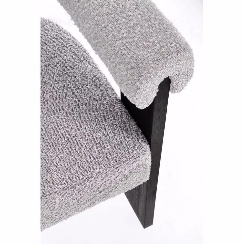Sedia con braccioli Gordon Bizzotto in tessuto bouclé e struttura in legno nero, grigio e bianco – 2