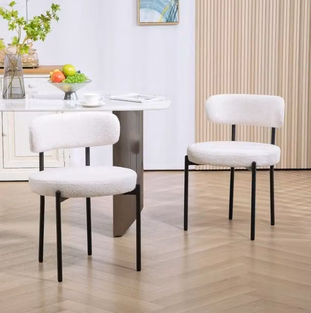 Set di 2 sedie da pranzo 51 x 51 x 76 cm avorio, seduta imbottita