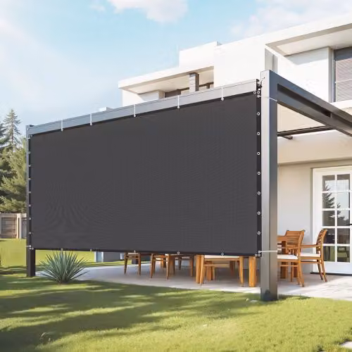 Vela Ombreggiante VEVOR in Materiale HDPE con Protezione Solare e Occhielli in Acciaio Inox per Patio e Giardino, L: 366 cm, P: 244 cm, Colore Nero