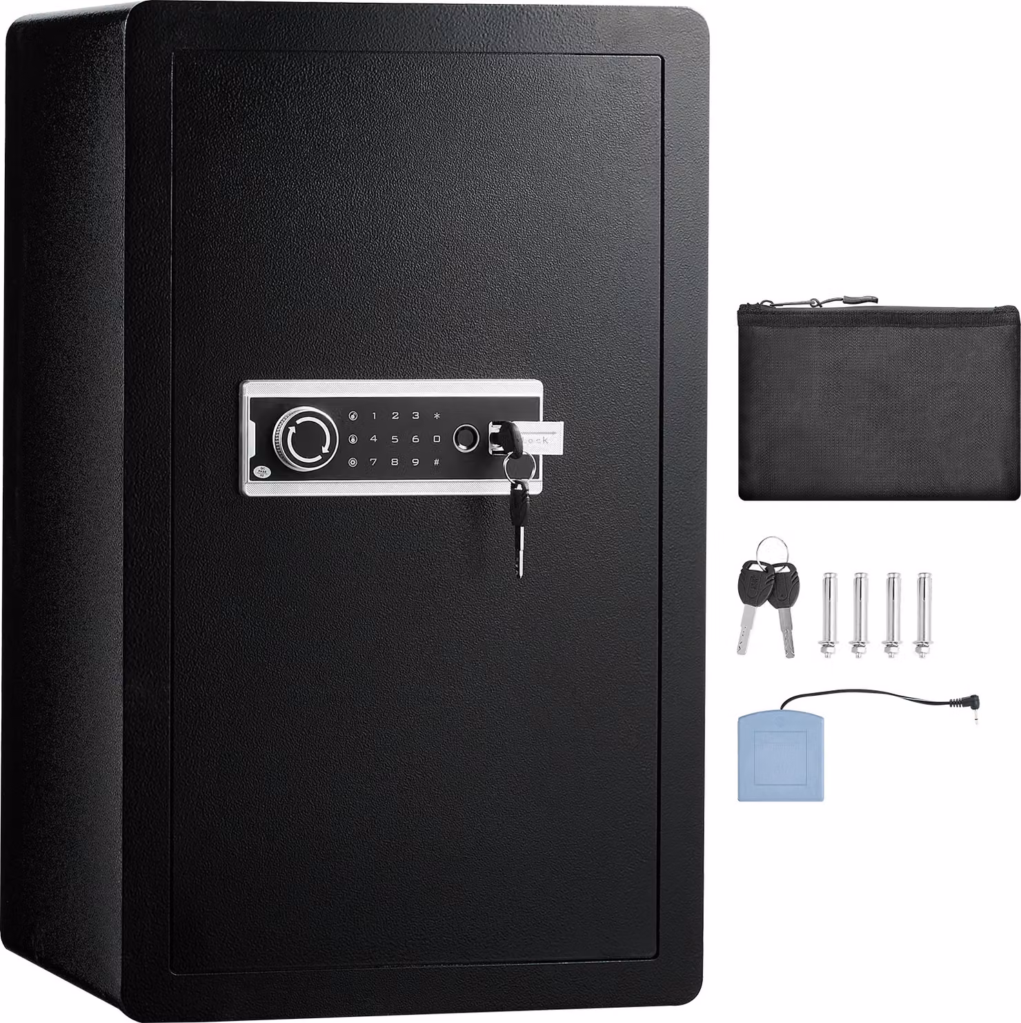 Cassaforte SucceBuy a porta singola, 4,0 piedi cubi, con chiusura a chiave, password e impronta digitale, cassaforte con serratura, tasca ignifuga, tastiera, luce LED e 2 ripiani per denaro e oggetti di valore.