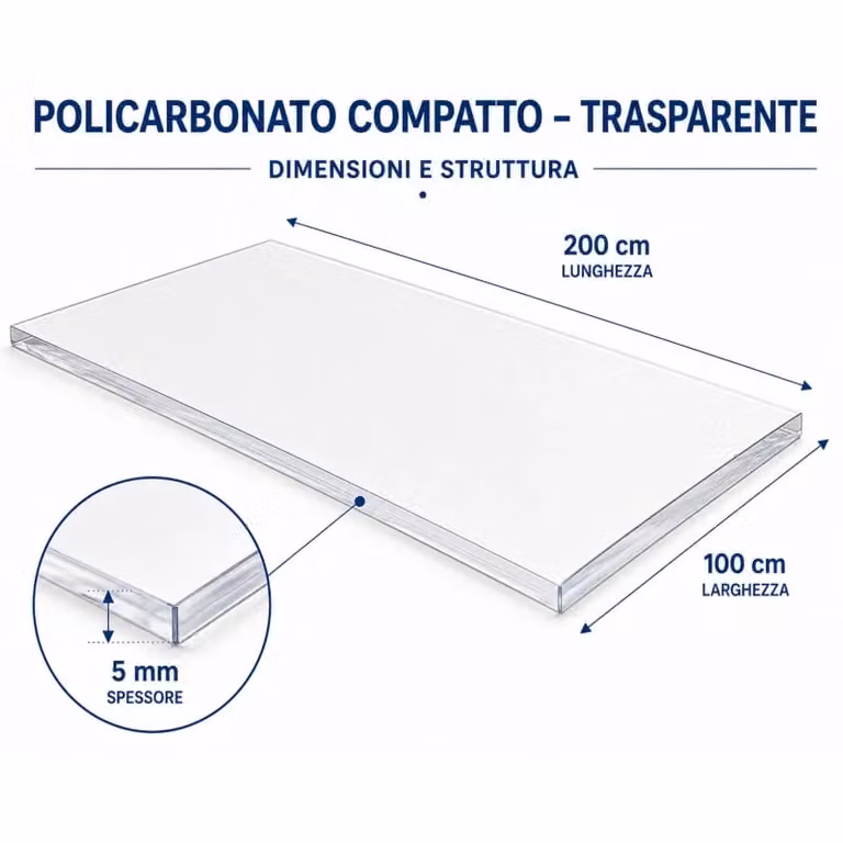 EZOOZA Pannello in Policarbonato Compatto Trasparente, Spessore: 5 mm, L/P: 200 x 100 cm, Confezione da 2 Pezzi