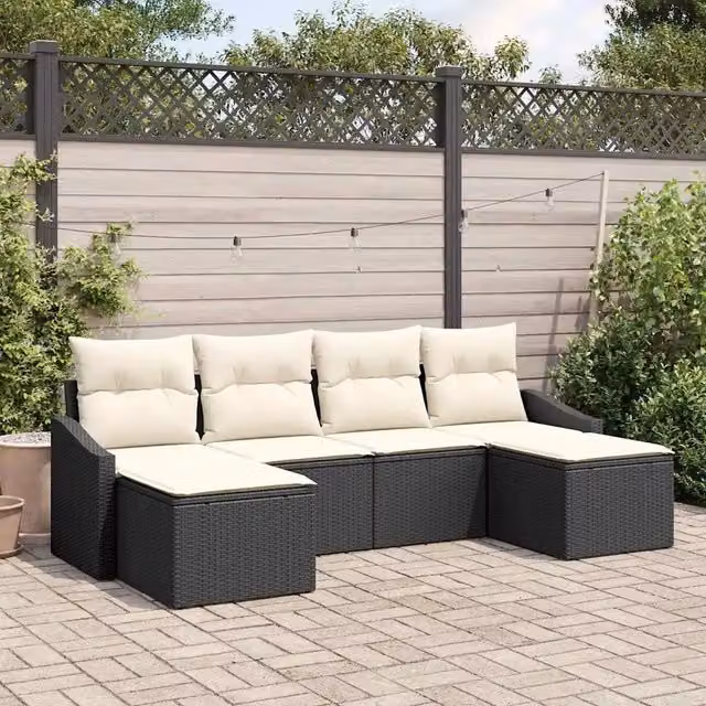 Set di divani 6 pz Nero polyrattan 3346827