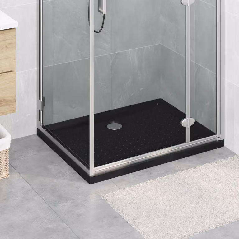 Vassoio base doccia rettangolare anti-slip vidaXL in ABS nero L: 90 cm, P: 70 cm, H: 4 cm