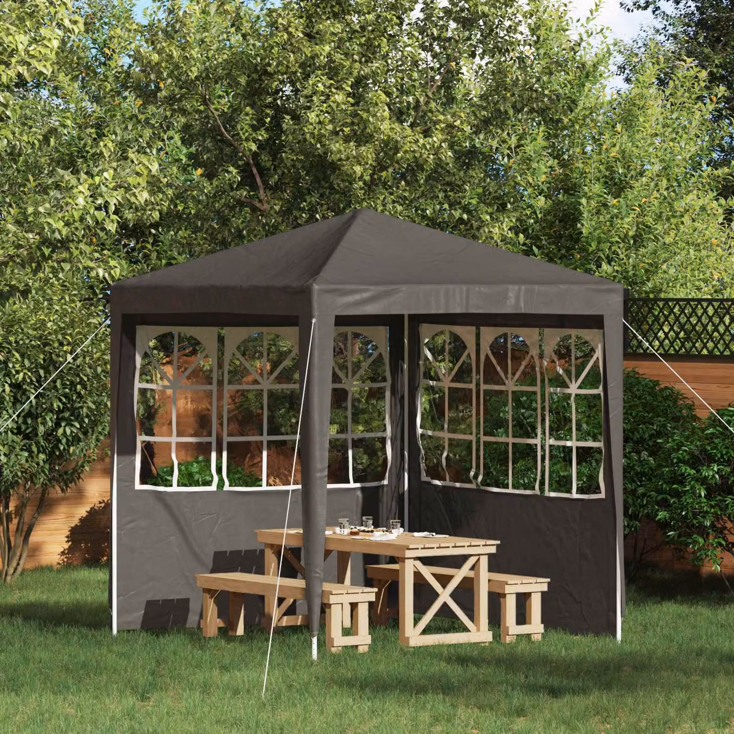 Set di 2 pareti per tenda da festa vidaXL, colore antracite, L: 200 cm, H: 195 cm