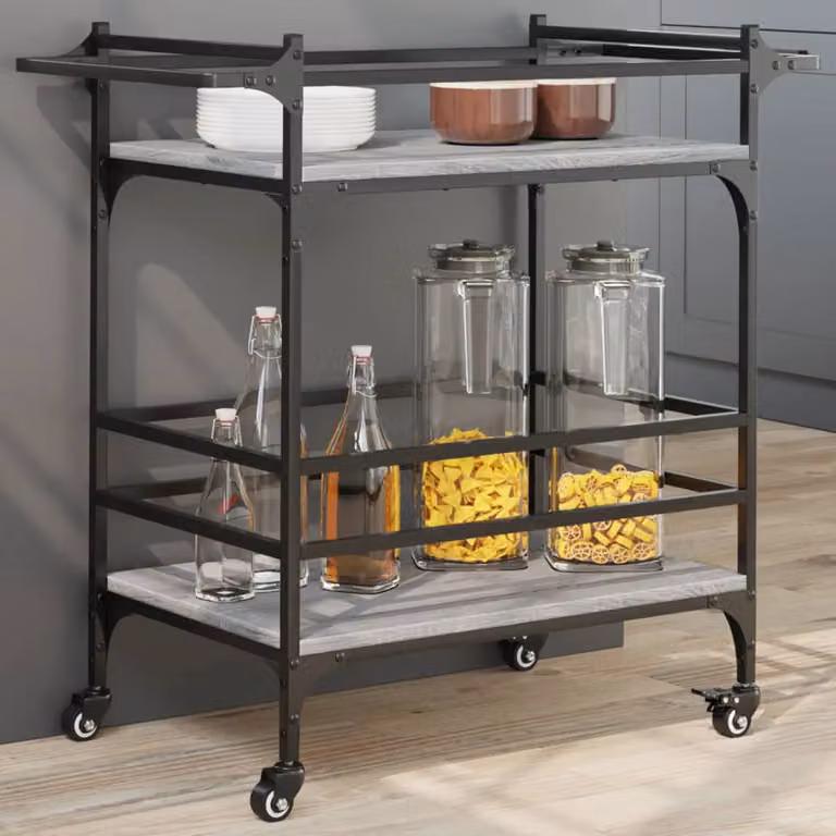 Carrello da cucina vidaXL in stile industriale, Grigio Sonoma, L/P/H: 82 x 40 x 78,5 cm