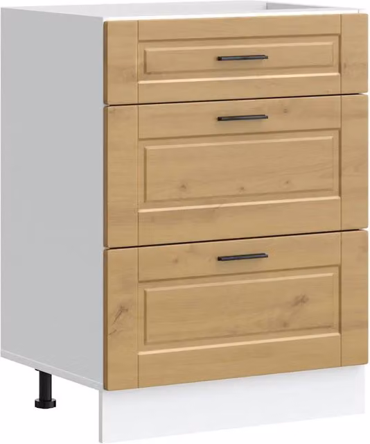 Mobile da cucina moderno HELLOSHOP26 in legno composito marrone con ante a battente e cassetti L/P/H: 60 x 46 x 81,5 cm