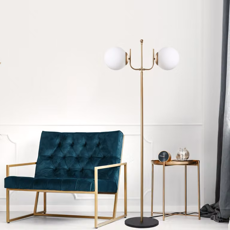Opviq, Antler 13766 - Oro, lampada da terra, CORPO IN METALLO, oro, 162 x 62 x 30 cm