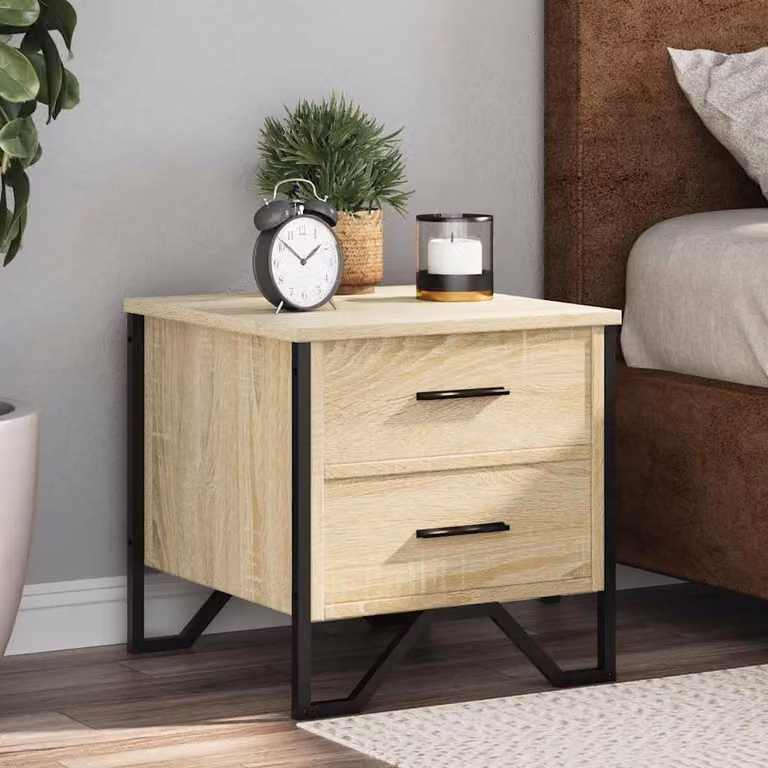 Comodino moderno vidaXL in legno e MDF, colore beige e marrone, L 40 cm x P 41 cm x H 40 cm