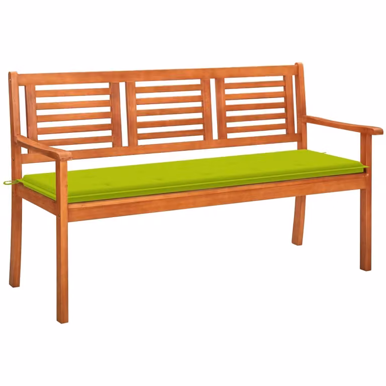 panca da giardino a 3 posti con cuscino 150 cm in legno massiccio di eucalipto