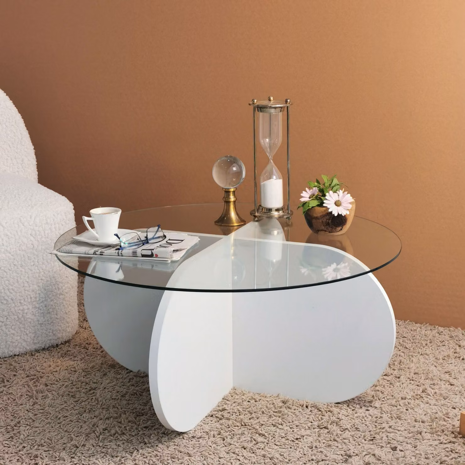 Skye Decor, Bubble - White, tavolini, bianco, vetro, 75 x 35 x 75 cm