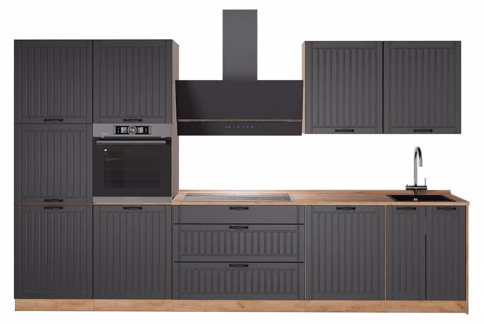 Cucina componibile Vicco Fame-Line Grigio scuro/Rovere dorato 340 cm, PL Rovere, Model 64593