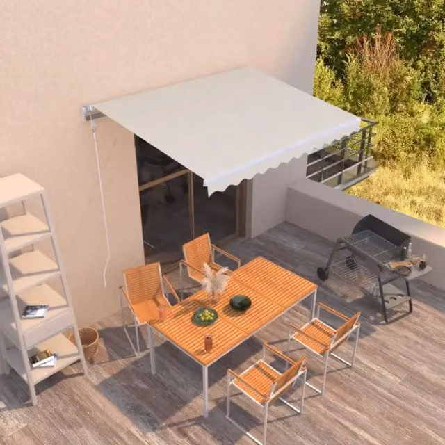 Tenda da Sole Retrattile Manuale Videx in Alluminio e Poliestere Crema L: 350 cm, P: 250 cm