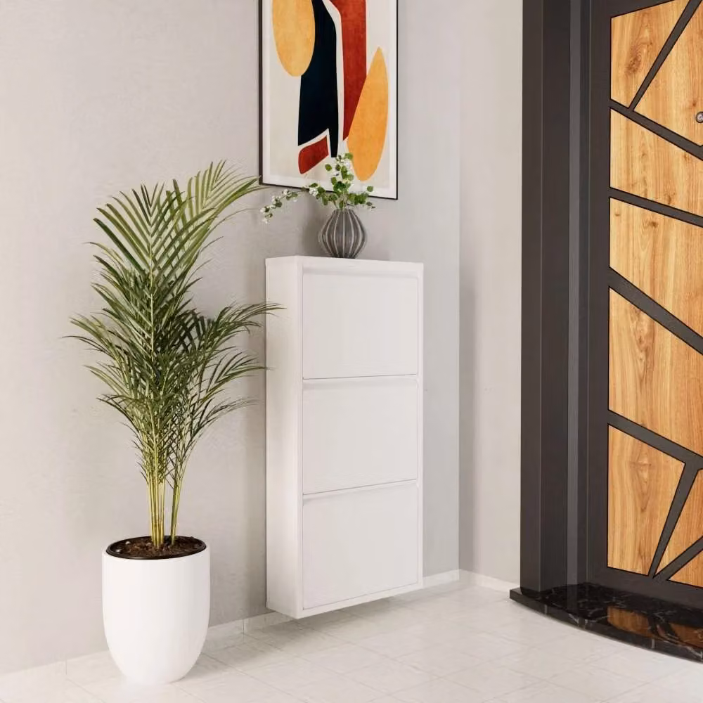 Scarpiera moderna in metallo HANAH HOME bianca con scomparti basculanti, L/P/H: 50 x 15 x 103 cm – 2