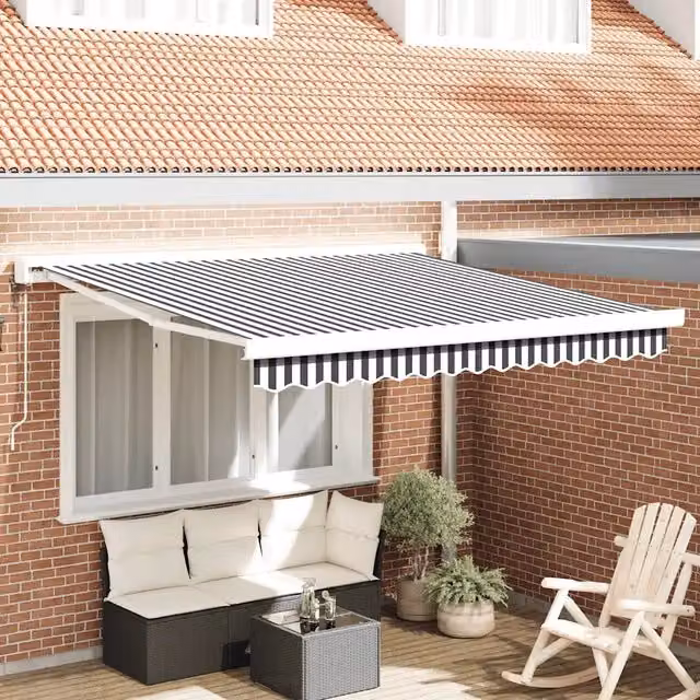 Tenda da Sole Outsunny con Bracci Pieghevoli in Alluminio e Tessuto in Poliestere, Colore Antracite e Bianco, L: 300 cm, P: 250 cm